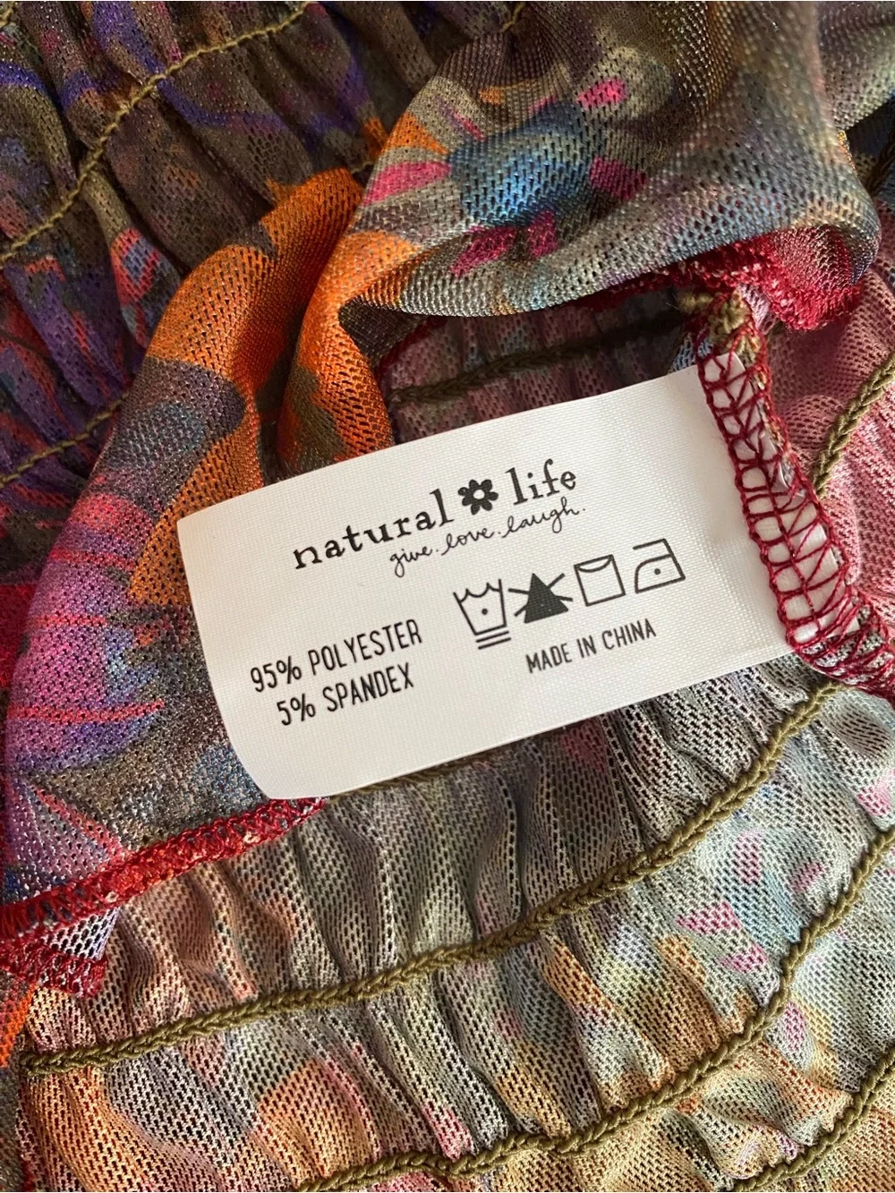 NATURAL LIFE Sheer Floral Mesh Top in Pink, Blue and Cream - Picture 7 of 9